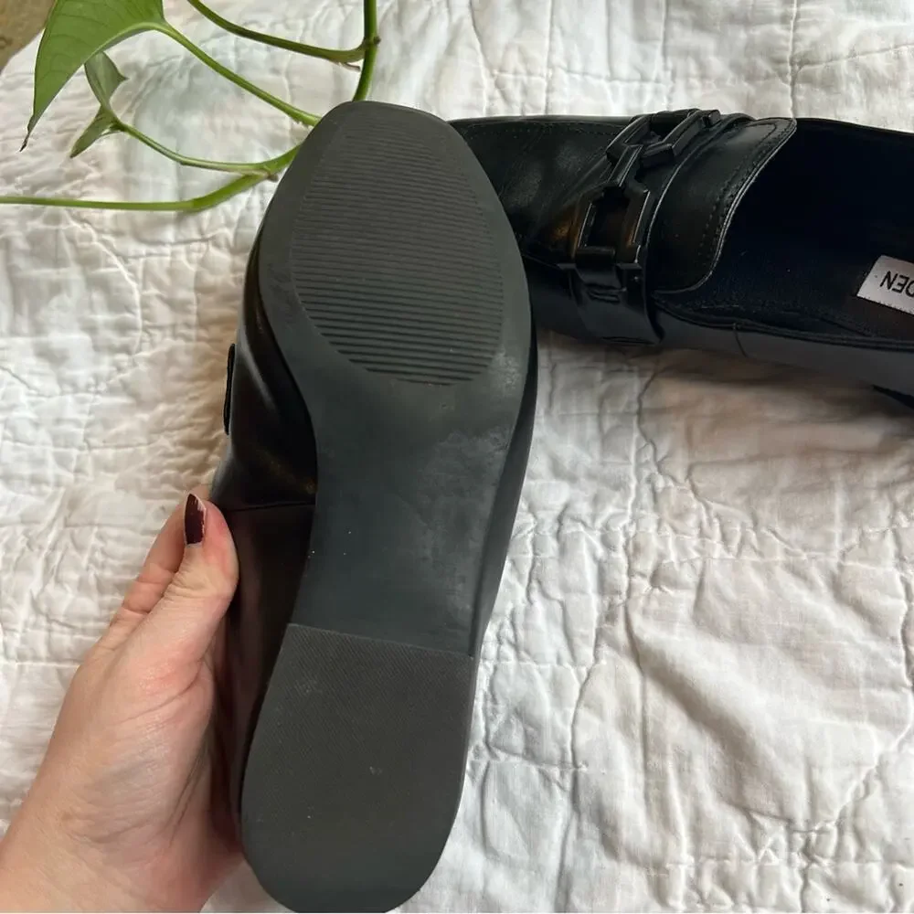 Steve Madden Ryann Black Leather Loafers